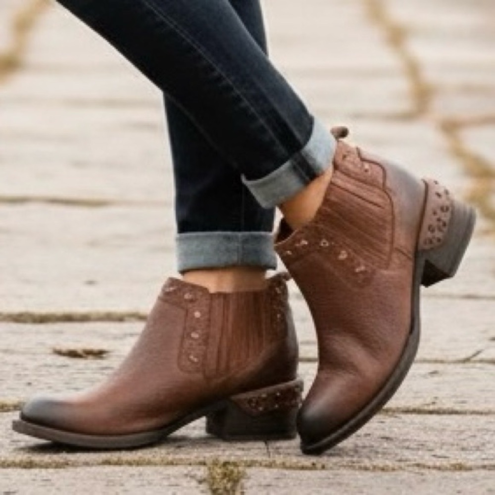 Naughty Monkey Brown Ankle Boots‎ with Textured Leather